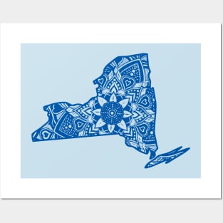 Blue New York State Gift Mandala Yoga NY Art Posters and Art